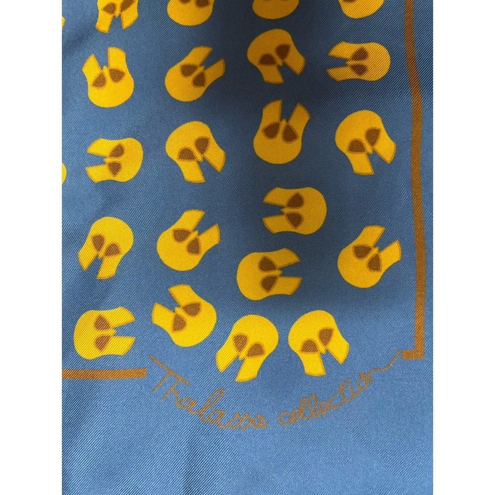Thalassa‎ Collection Greece Silk Scarf 18x18in Blue Spartan Helmet Print Italy - Picture 3 of 6